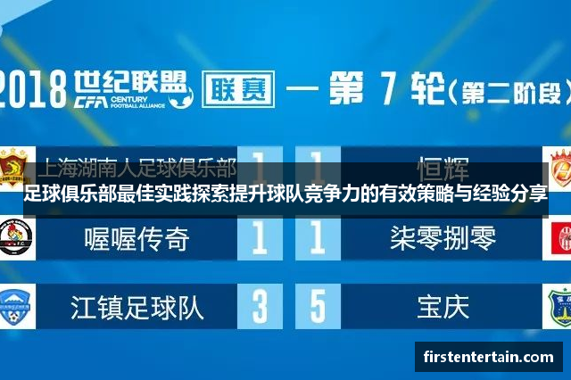 足球俱乐部最佳实践探索提升球队竞争力的有效策略与经验分享